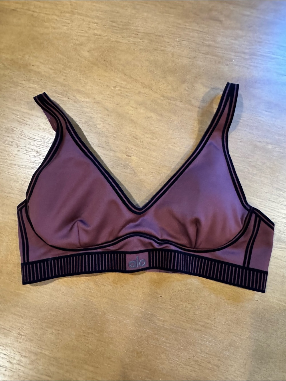 ALO Airlift Lineup Bra with Black Trim in Dark Cranberry